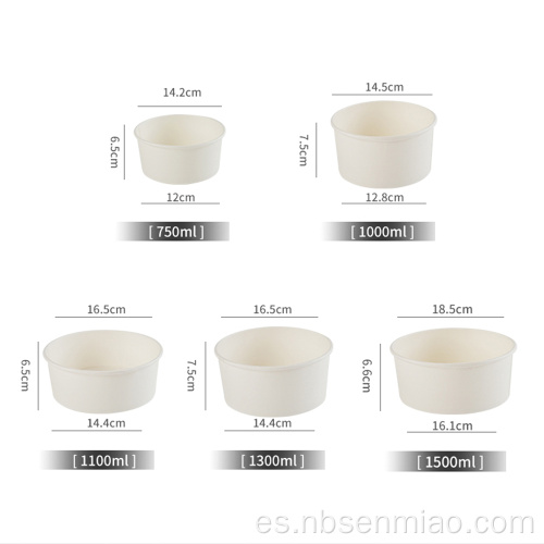 Recipiente de recipiente de comida de cuenco de papel de sopa caliente desechable